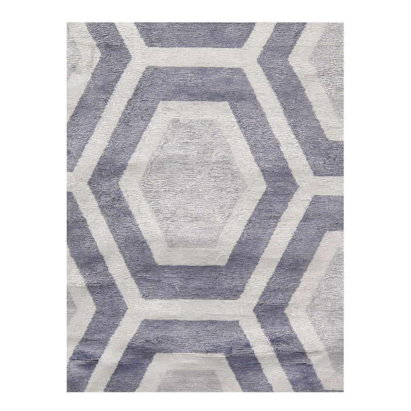 Soie de bambou moderne bleu clair 8 pi x 10 pi