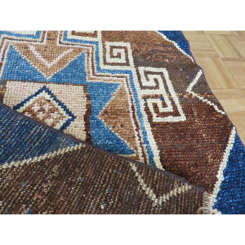 Tapis décoratif en laine brun noué à la main turque de conception unique 3 pi 1 po x 5 pi 5 po Aubreylynn