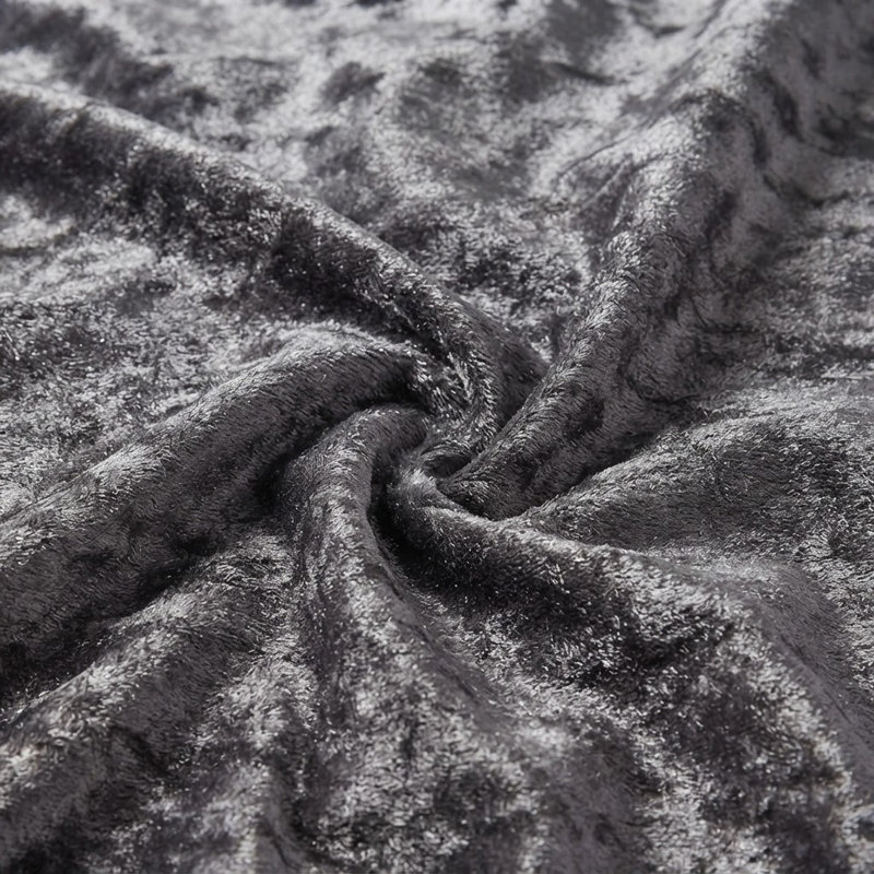 Eleanora Crushed Velvet Eyelet Panels, Width 167 x Drop 137 cm, Charcoal
