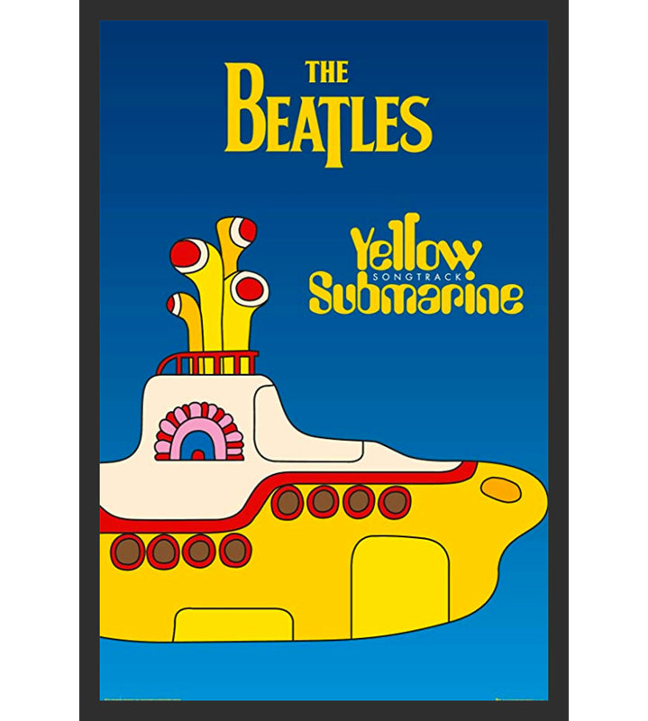 Le sous-marin jaune des Beatles sur papier affiche
