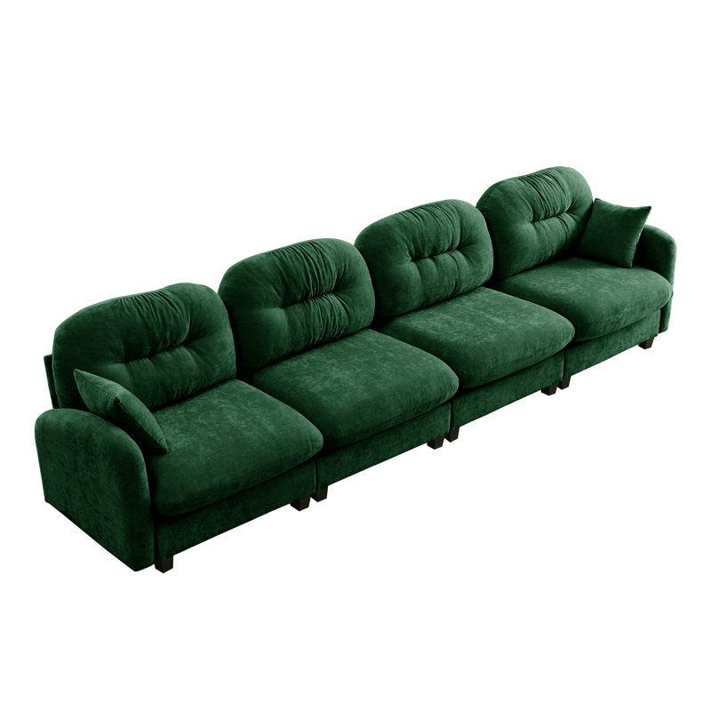 Canapé modulaire à quatre places avec tissu chenille de qualité supérieure, dossier capitonné, mousse haute densité, facile à installer pour plusieurs espaces