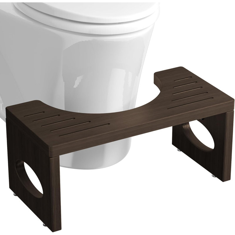 7" Foldable Brown Bamboo Toilet Stool