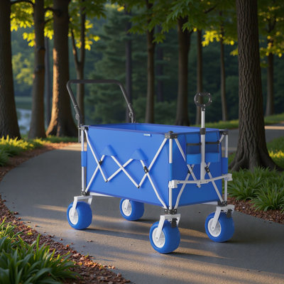 Chariot pliant multifonctionnel à pousser et à tirer avec poignée rotative et pneus de plage 9" x 4" pour le camping – Capacité de charge de 400 L, 272 kg (600 lb), idéal pour le transport, les courses et les activités de plein air