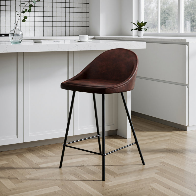 Holmes Faux Leather Upholstered Counter Stool, Tobacco, Counter Stool (23.5" Seat Height)