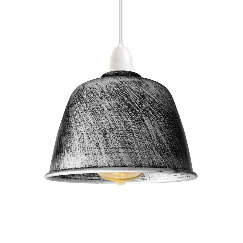 13.5cm H Metal Drum Lamp Shade ( Screw On ), Brushed Silver