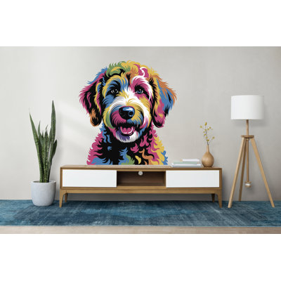 Décalcomanie murale Goldendoodle, décor de chien, art mural, amoureux des animaux