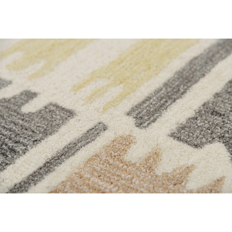 Tapis beige en laine touffeté à la main à motif géométrique Sparks, Rectangle 5 pi x 8 pi