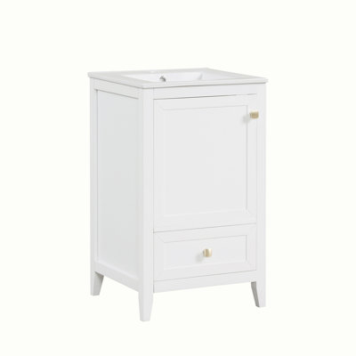 Meuble-lavabo de salle de bain avec lavabo, porte à fermeture douce, support de rangement