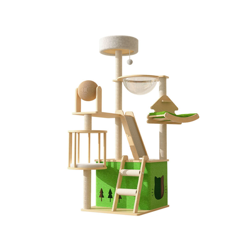 56.3" Green Manufactured Wood Cat Tree