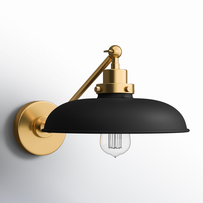 Wellfleet 1 - Light Armed Sconce, Burnished Brass, Midnight Black
