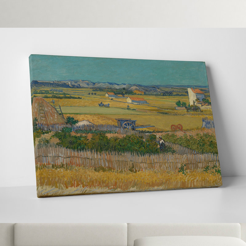 «A Harvest Landscape with Blue Cart» par Vincent Van Gogh, reproduction d'art sur toile, Toile tendue