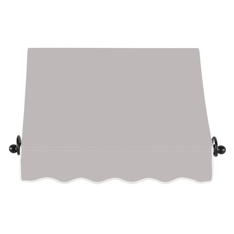 Awntech Charleston Acrylic Fabric Awning with Iron Scroll Arms, Gray, 36" H x 64.5" W x 24" D