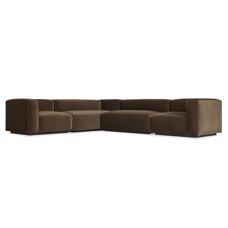 Cleon Modular Sectional, Left Hand Facing, Coffee Velvet Polyester Blend