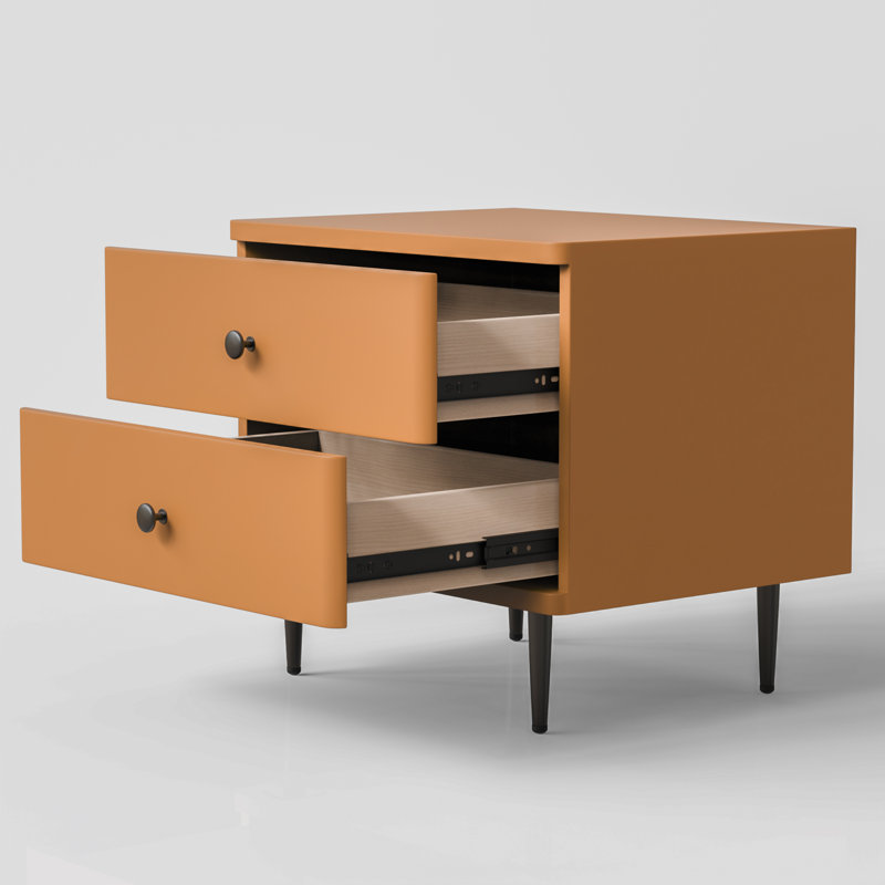 20" W 2 Drawers Moder Nithtstand (Pre-assembled), Orange