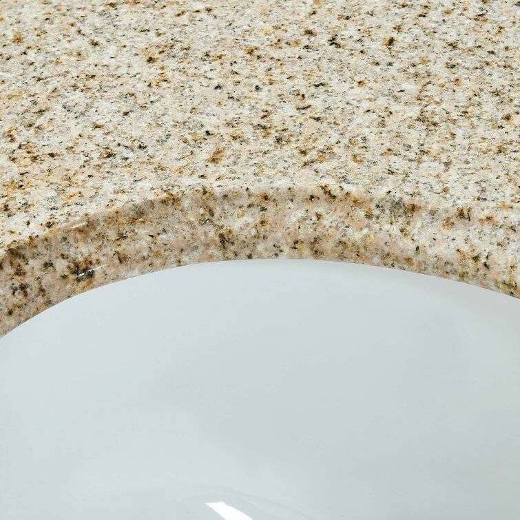 Tile & Top 25'' Granite Single Vanity Top with Sink and 3 Faucet Holes