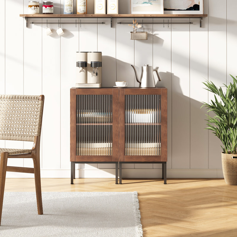 Wine Cabinet Set With 2 Doors, Brown