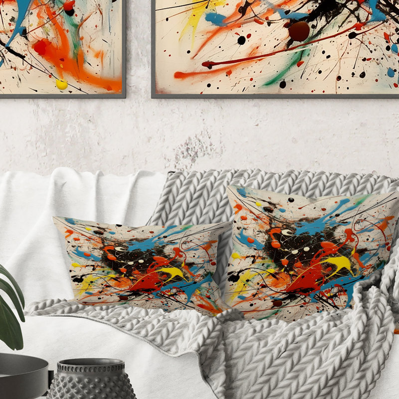 All That Jazz Colorful Joy II - Abstract Collages Printed Throw Pillow