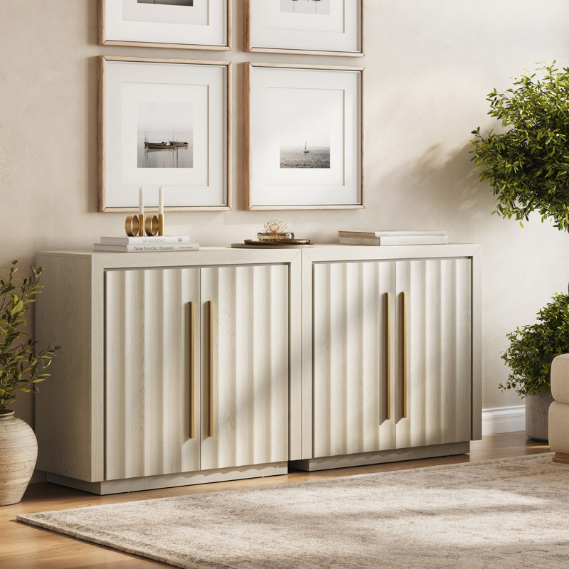 Ensemble de 2 buffets modulaires avec rangement et tablettes réglables, sable blanc