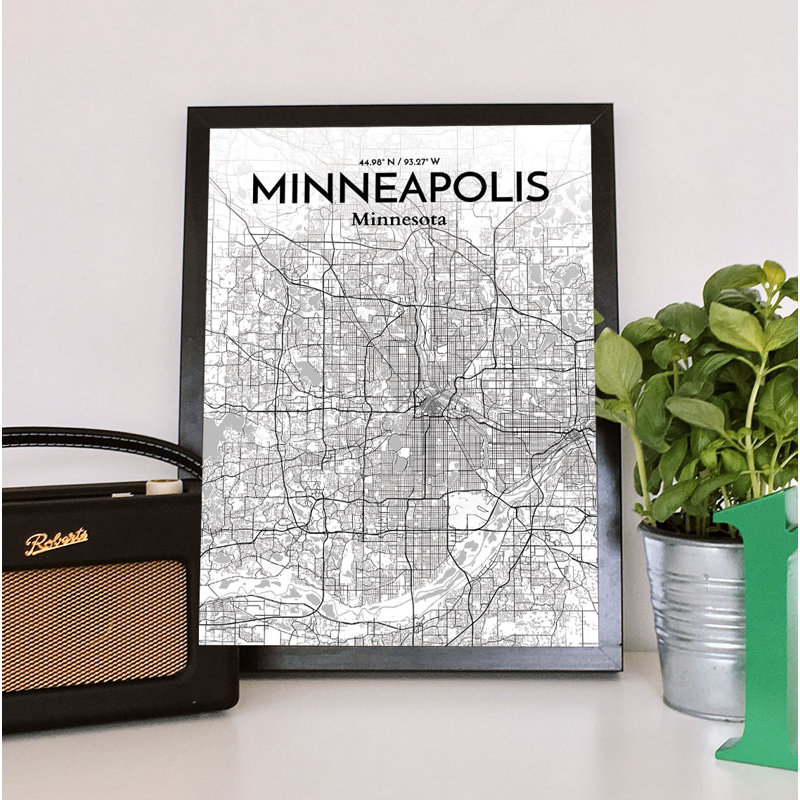 Minneapolis City Map 1 Piece Wall Art, 91.4cm H x 61cm W x 0.13cm D x 0.13 cm D
