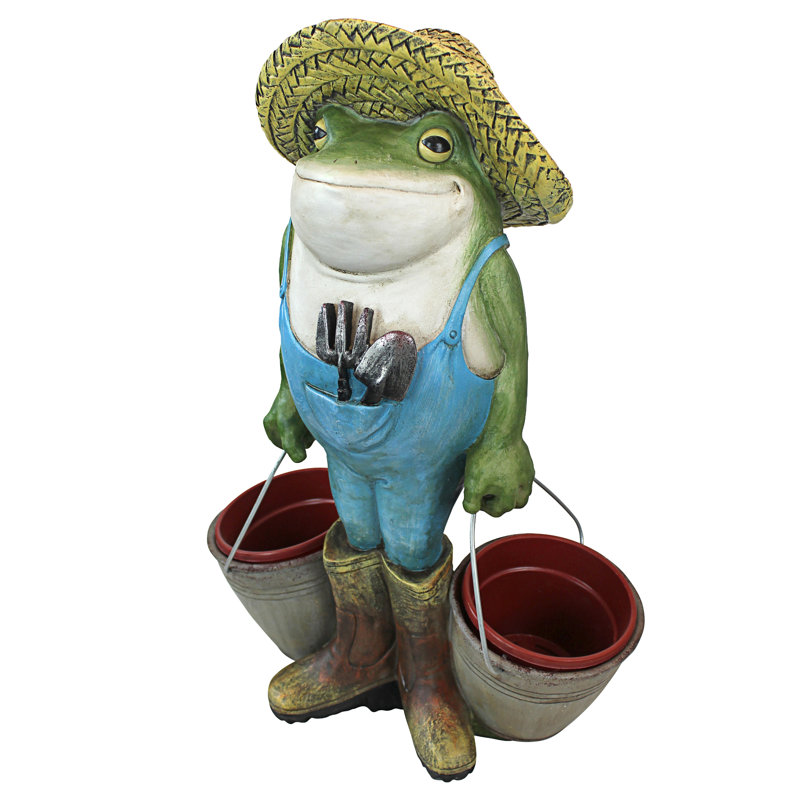 Buckets the Garden Frog Resin Outdoor Statue