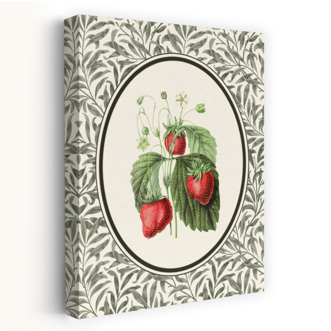 Vintage Strawberry Botanical Classic Rustic Vintage Flower Fruit Wall Art Print