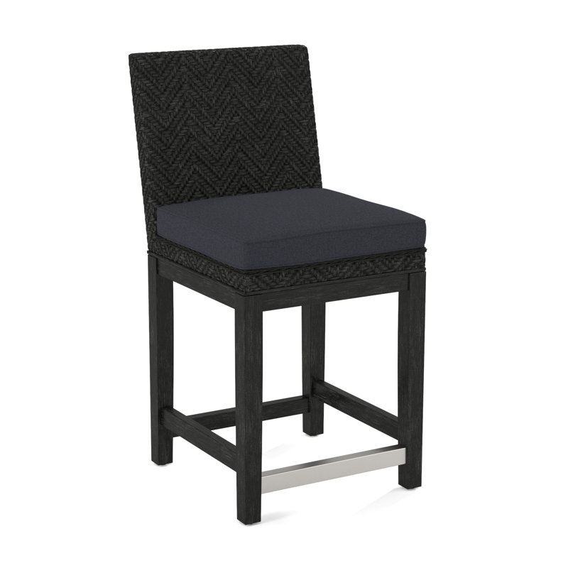 Upholstered Stool, Gray Sugar Performance; 0863-84, Antique Black Finish