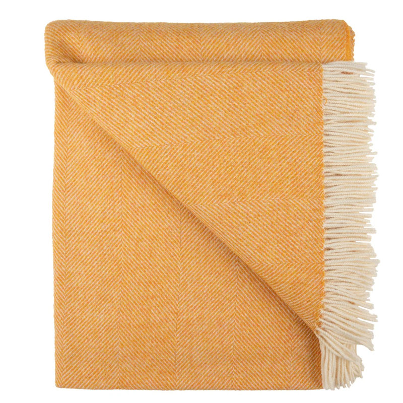 Jeté tissé en laine d'agneau Shetland, Mandarine