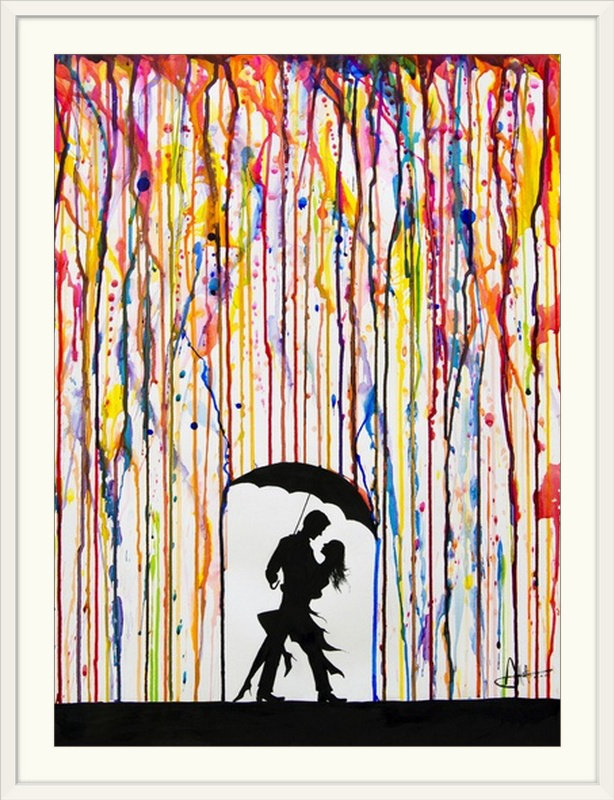 Tempête - impression d'art graphique, Cadre blanc, H 32 po x l 26 po x P 1 po