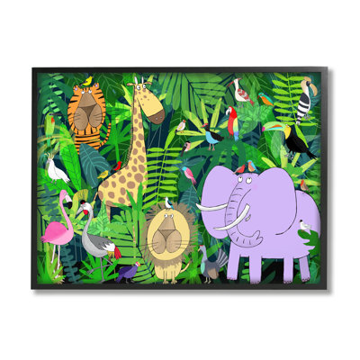 " Playful Safari Animals In Green Jungle Illustration " by Carla Daly