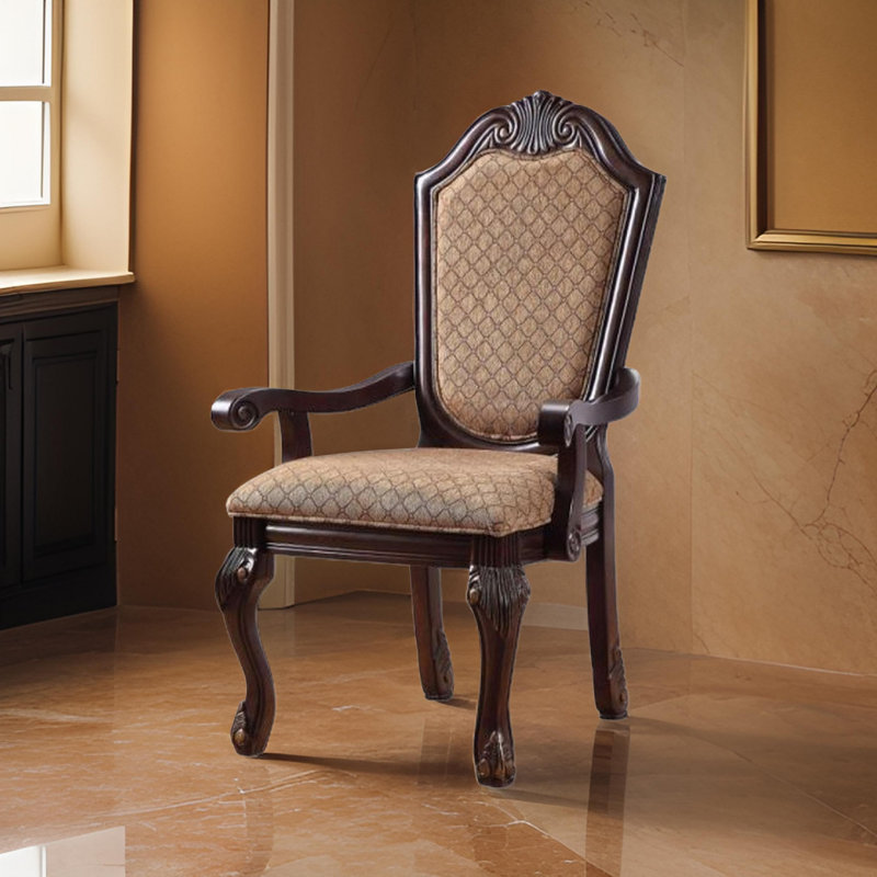 Chaise avec accoudoirs en tissu Elyanna, Espresso