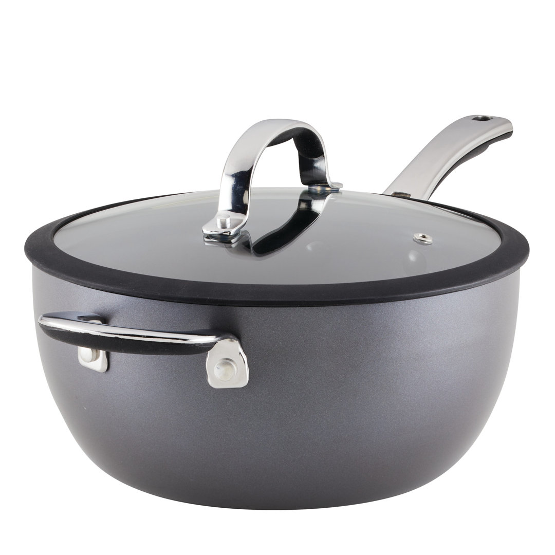 Rachael Ray Cook + Create Hard Anodized Nonstick Saucier With Lid And Helper Handle, 4.5-Quart Rachael Ray