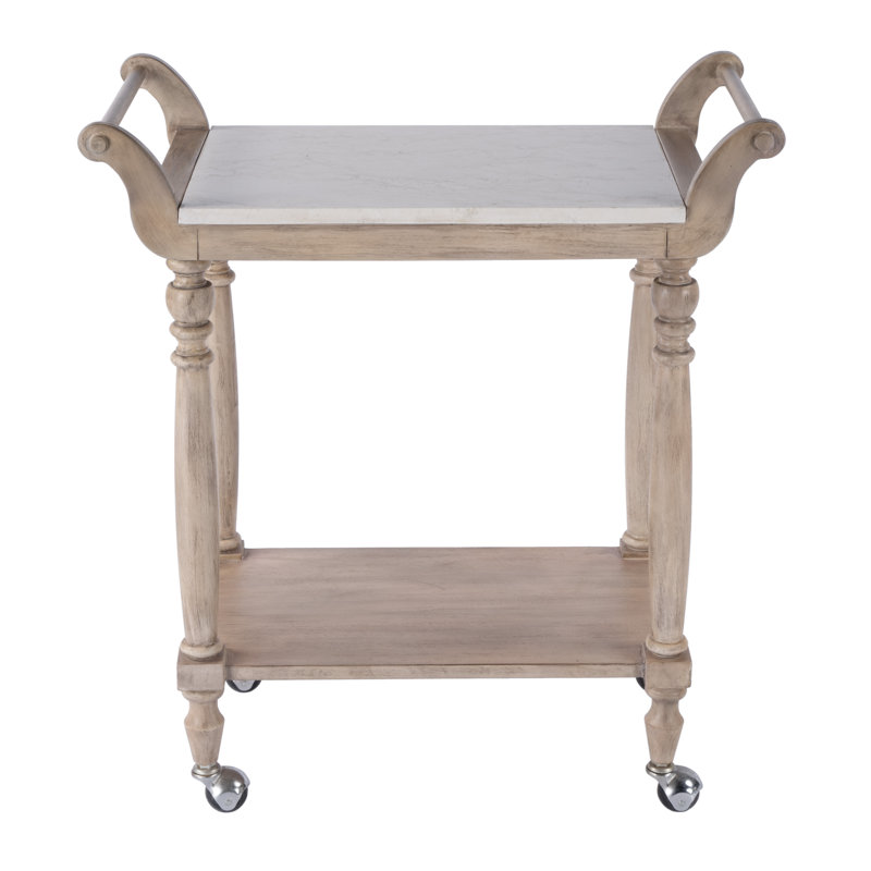 Danielle Marble Bar Cart, Sandalwood Beige