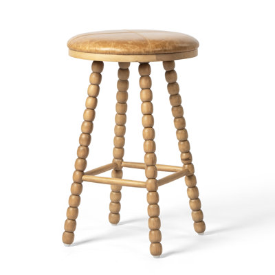 Tabouret de comptoir en cuir véritable Bramhall