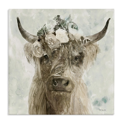 «Delicate Soft Buffalo with Floral Crown» par Stellar Design Studio - impression d'art graphique
