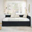 Structure de lit double capitonnée pleine grandeur avec deux tiroirs, structure de canapé-lit avec dossier confortable et accoudoirs, velours, noir (79,5 po x 58 po x 25 po)-259271448