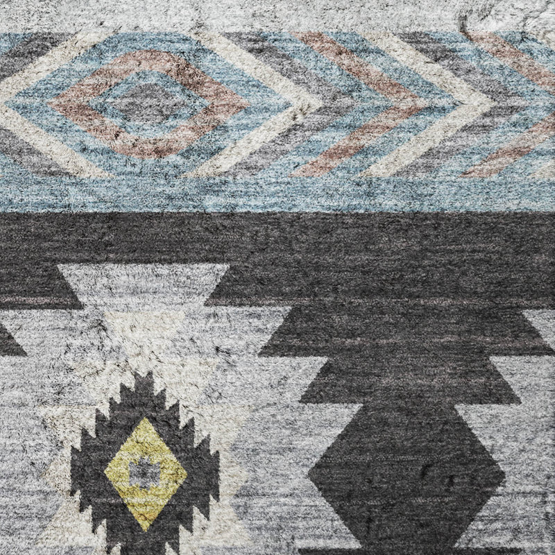 Tapis aztèque ADS178 de qualité supérieure lavable à la machine Dream Shag, 8 pi x 10 pi, Minuit minuit