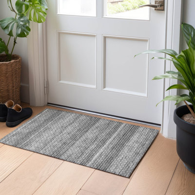 Machine Washable Indoor/Outdoor Christain ACN1422 Gray Rug
