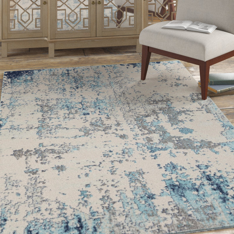 Tapis à motif abstrait tissé au métier mécanique Burnstad, Rectangle 12 pi x 15 pi