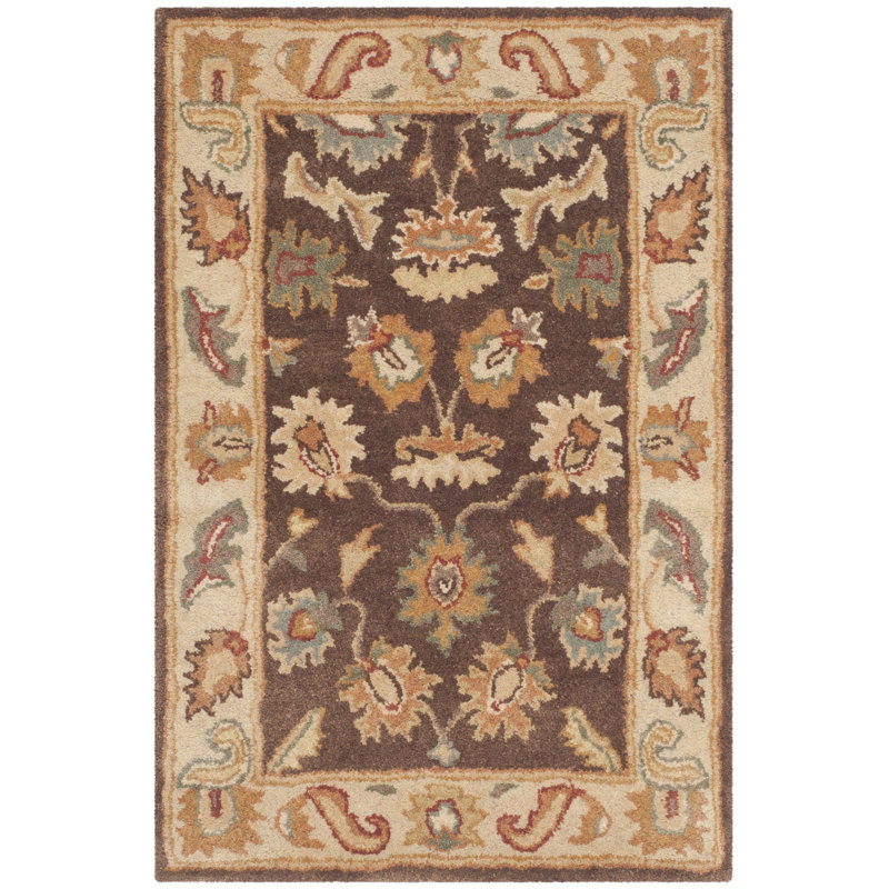 Bulwinder Hand Tufted Wool Floral Rug, Rectangle 2' x 3'