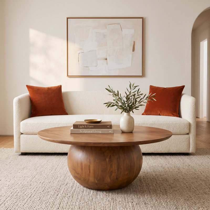 Iver Solid Wood Pedestal Coffee Table, Walnut