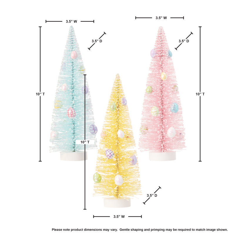 Flock Bristle Easter Tree With Eggs 10" 3 Assorted