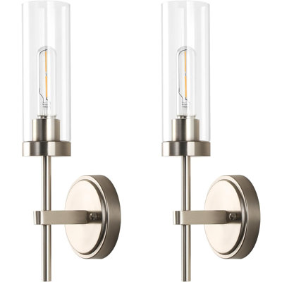 Ensemble de 2 appliques murales modernes WILON, luminaire de salle de bain avec abat-jour en verre transparent, lampe murale d'intérieur pour miroir de coiffeuse, salon, escalier