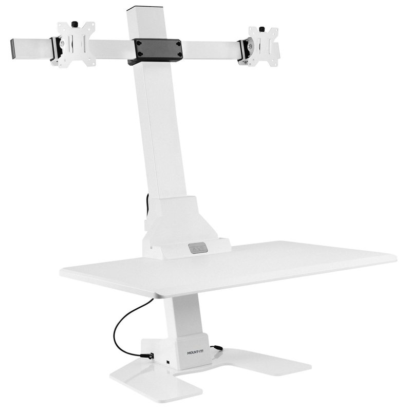 Electric Sit-Stand Desk Converter For 2 Monitors
