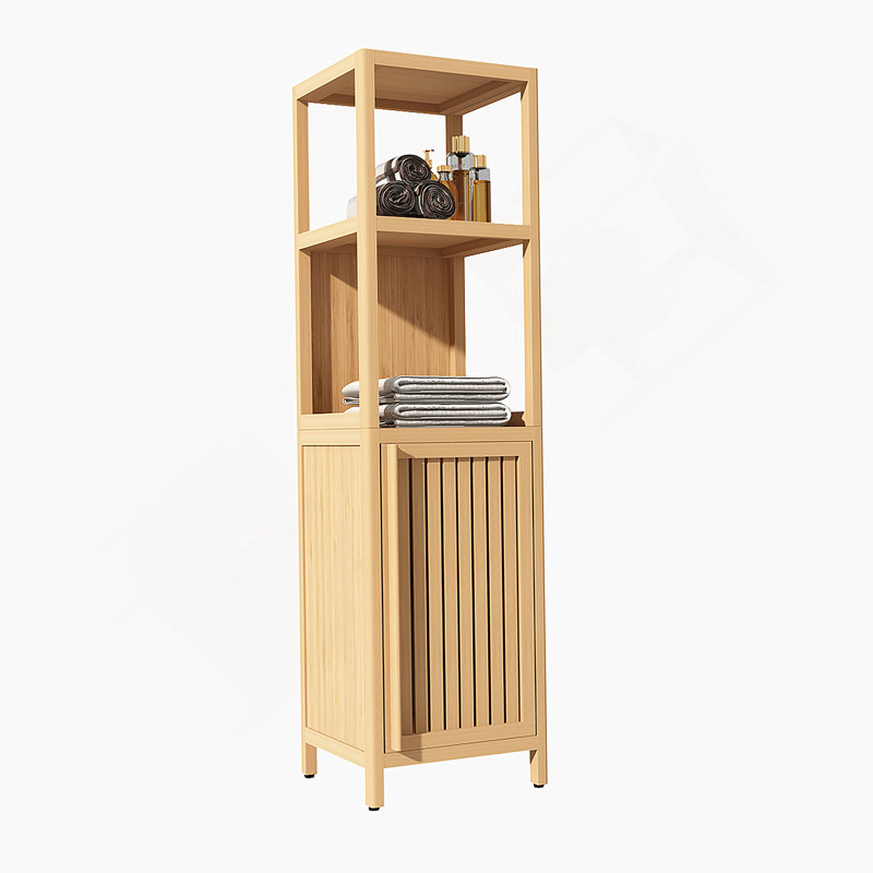 Armoire de rangement multifonctionnelle en bambou pour salle de bain