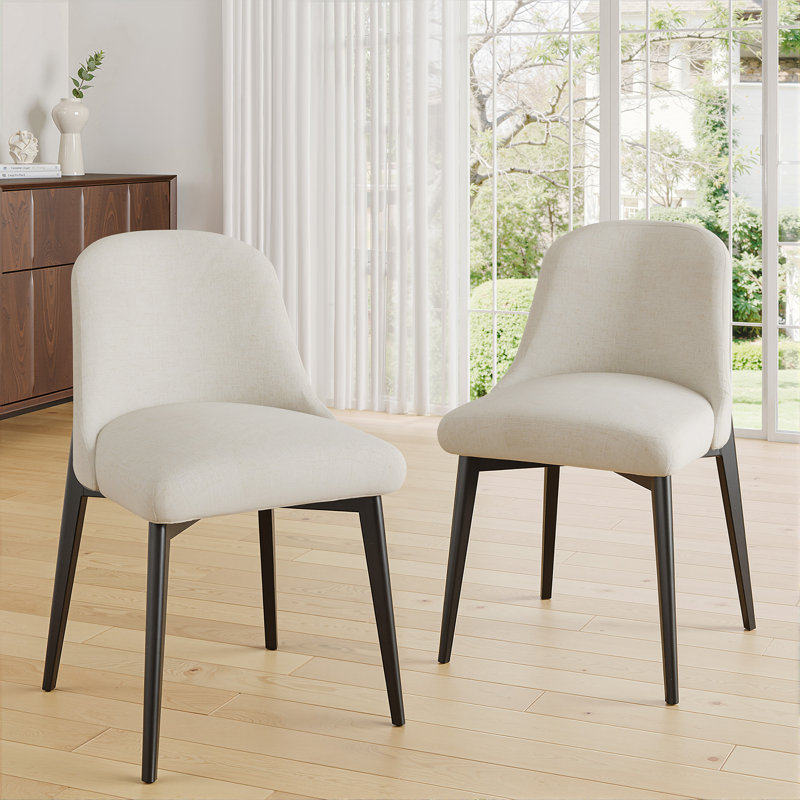 Ladaker Dining Chairs Kitchen Chairs with Wood Legs, Black, White