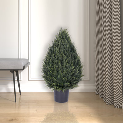 36'' Faux Pine Topiary in Pot