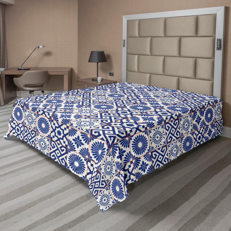 Multicolore Ambesonne, Gris, bleu / patchwork 1, Drap plat grand