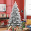 ? Décoration de Noël? Arbre de Noël artificiel enneigé 7 pi avec 1401 pointes, support en métal pliable, assemblage facile, arbre de Noël articulé pour la maison, le bureau, les Fêtes