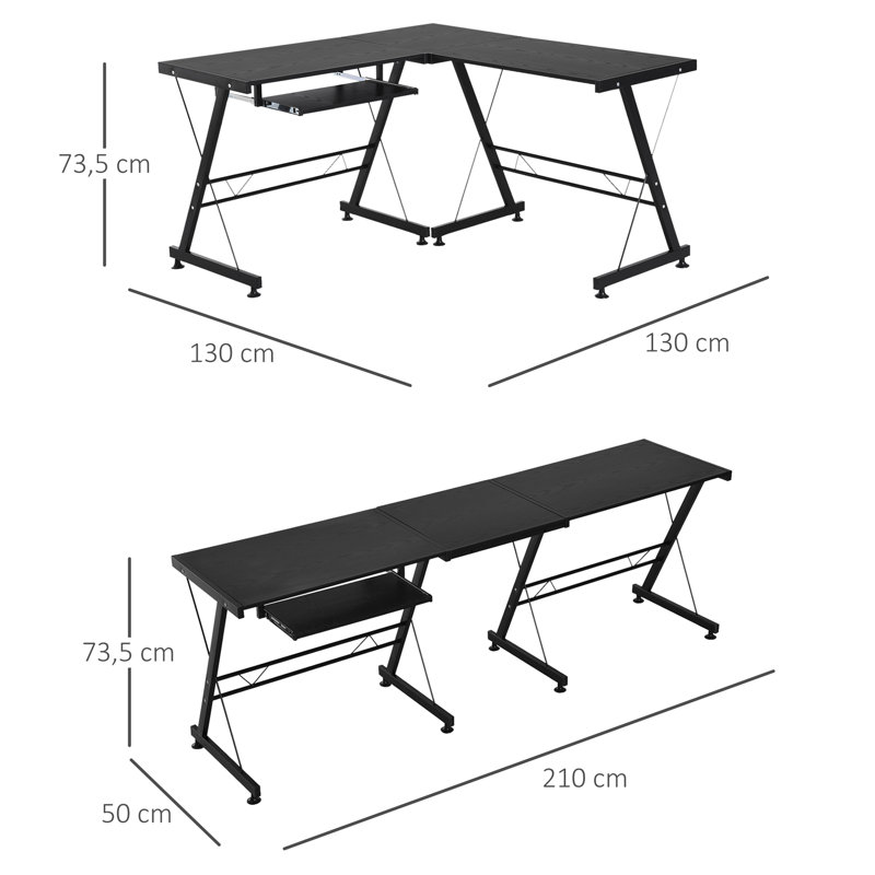 L-Shaped Computer Desk, black