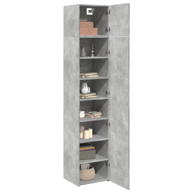 17 Stories Slim Storage Cabinet Engineered Wood, Concrete Grey, 225cm H x 45cm W x 42.5cm D